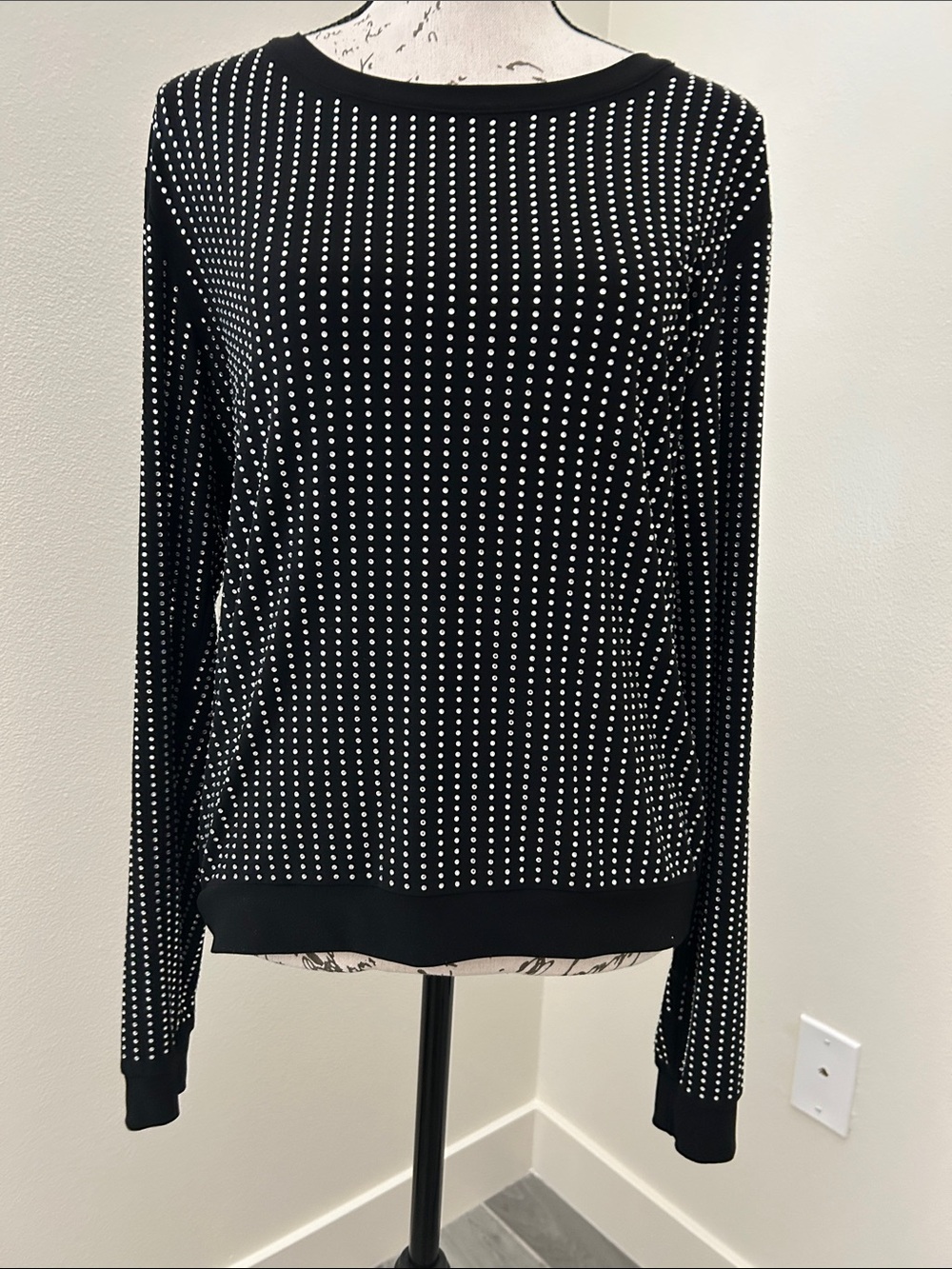 Joseph Ribkoff Black Crewneck Sweater with Rhinestone Detail